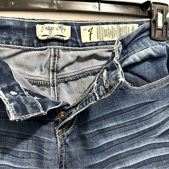 Indigo Rein Women's Cropped Denim Jeans - Dark Blue - Picture 3 of 9